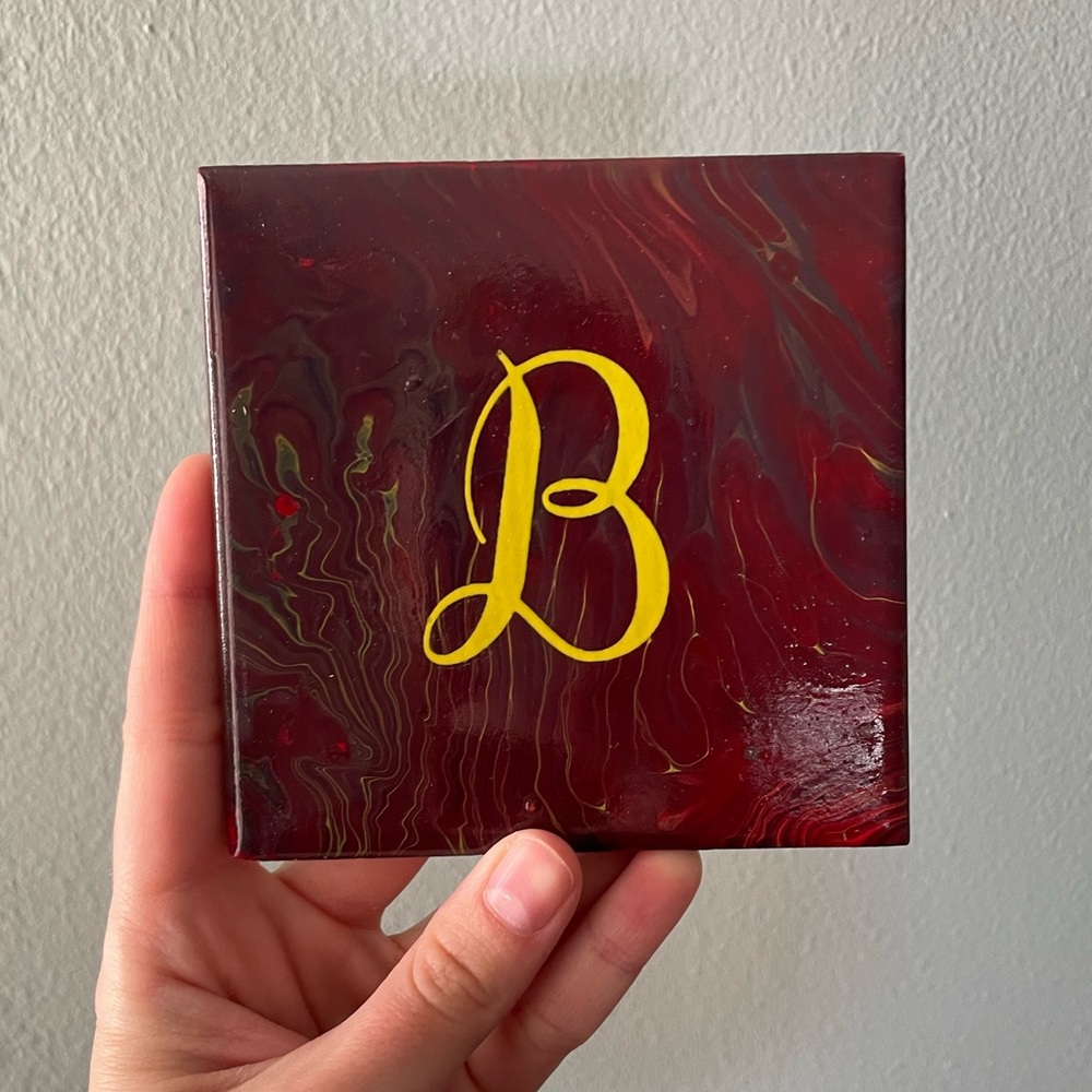 ♦️5/$15♦️ Hand-Poured Letter “B” Painted Coaster Tile